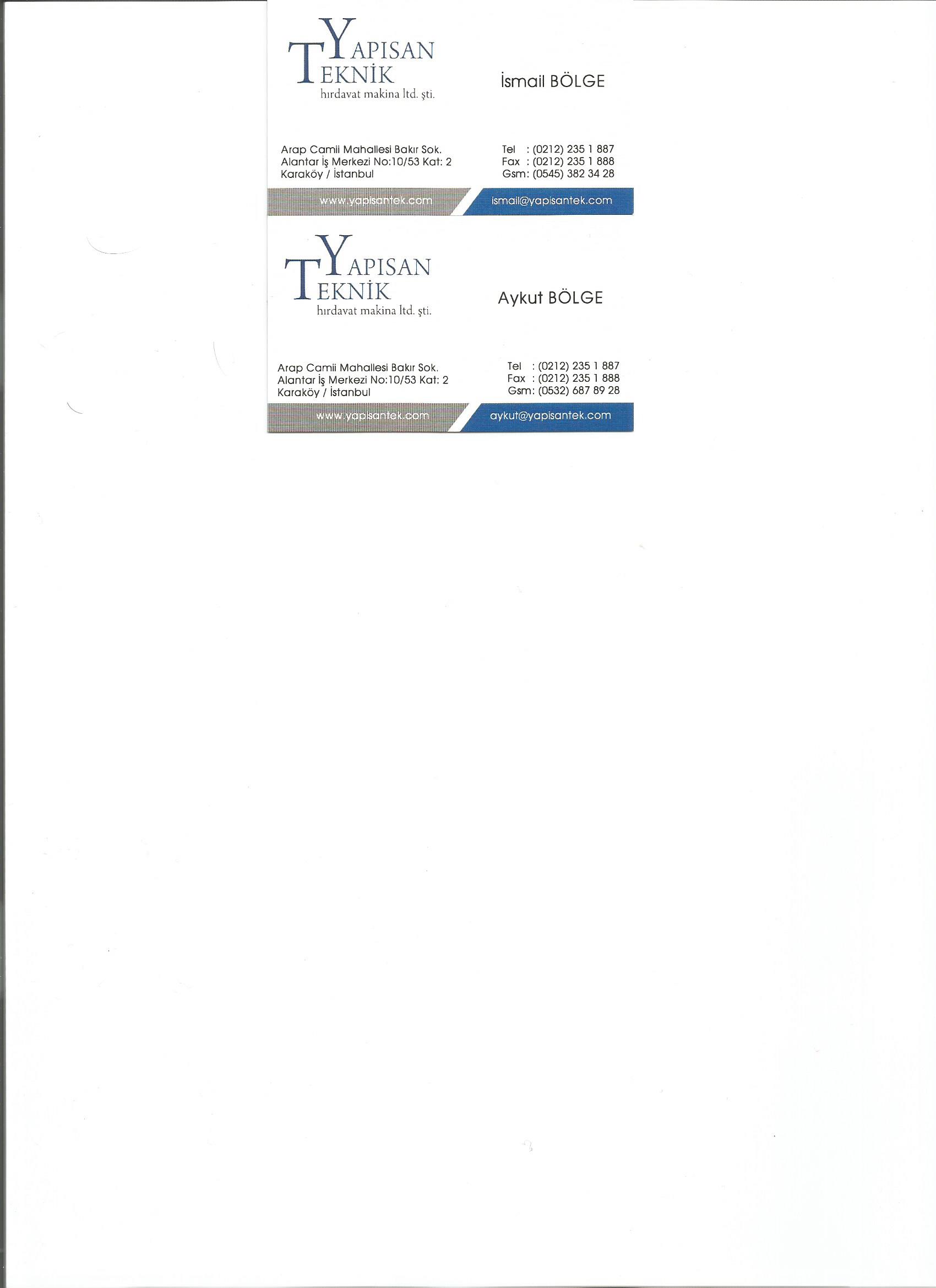 YAPISANTEKNİK HIRDAVAT MAKİNE LTD ŞTİ