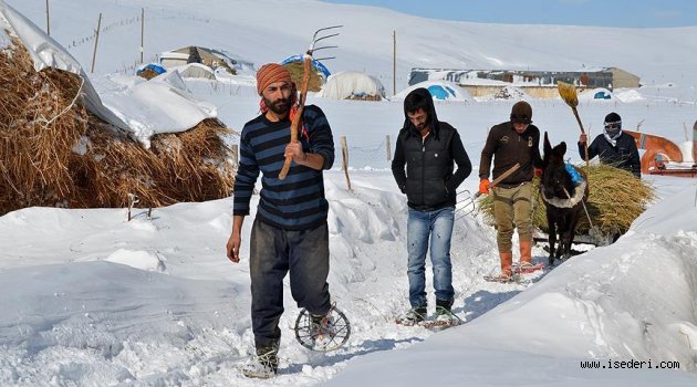 Karlı yollar 'hedik' ile aşılıyor