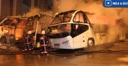 Büyük İstanbul Otogarı'ndaki 4 otobüs alev alev yandı